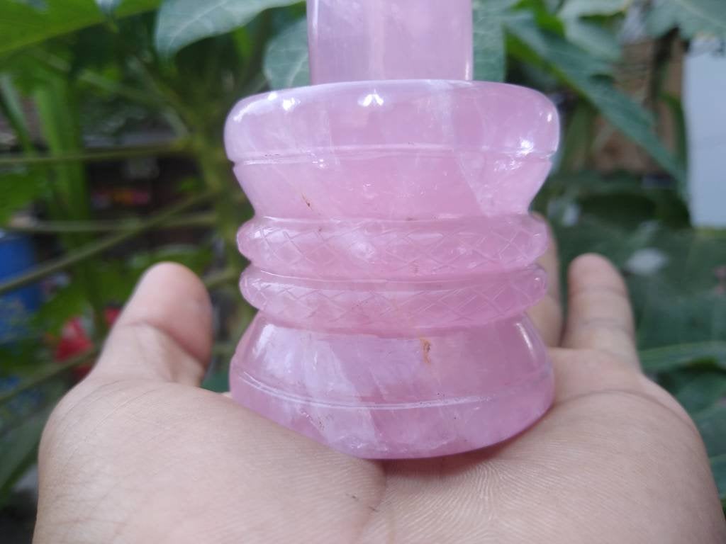 Rose quartz shivling