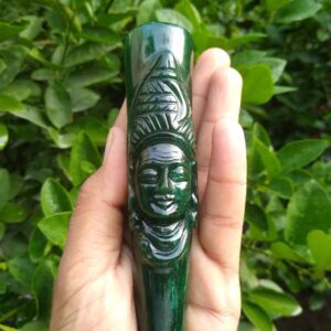 Green Jade Chillum | Shiva Face Smoking Pipe